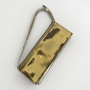 Vintage AVON Metallic Gold Sequins Clutch With Built In MIRROR Inside